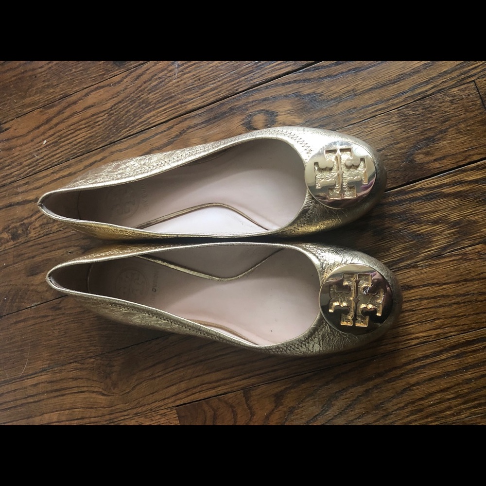 Tory Burch gold metallic flats
